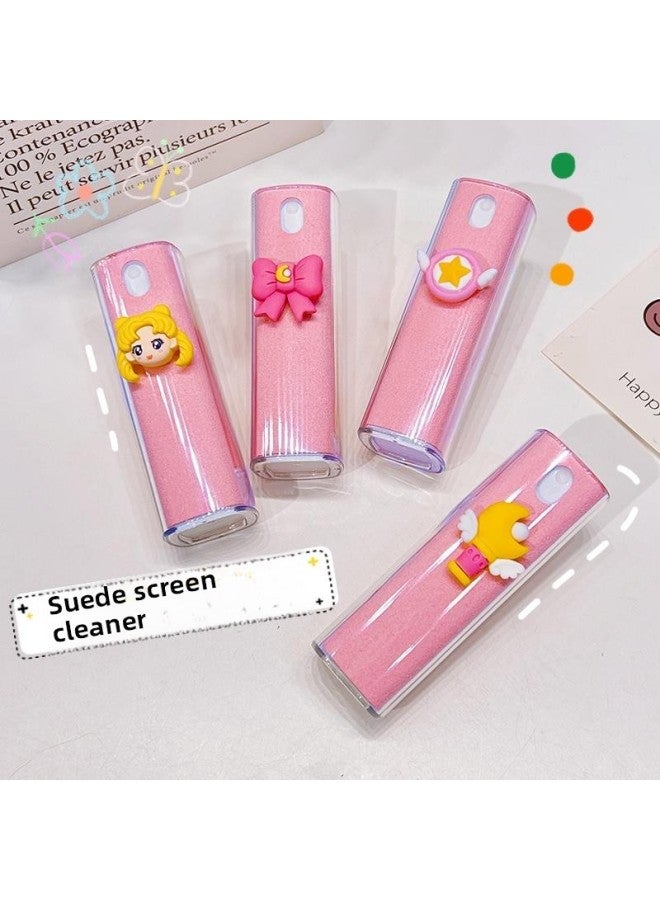 قطعة أثرية لتنظيف شاشة الهاتف المحمول، رذاذ محمول يمسح محلول تنظيف شاشة الكمبيوتر اللوحي الكرتوني اللطيف - اللون: وردي، منظف شاشة متين - Image 2