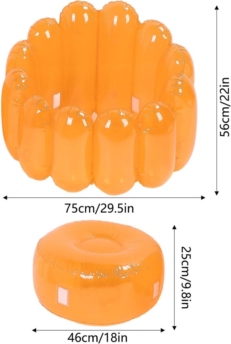 [Special bargain price] Transparent Inflatable Sofa Seat Blow up Chair PVC Transparent Candy Color Portable Outdoor Blow Up Couch Seat for Home Living Room Bedroom Casual (Orange) All season compatible build Low maintenance needed Multi-source stock guarantee User feedback upgraded quality Strategic warehouse site End season clearance Daily repeated use trusted quality All environment compatible Light & heavy use compatible Multiple design variants Assorted color options Medium weight Fit Saudi festive occasions Remote village delivery cover Cross-location transit friendly build Repeated assemble detach compatible Main road full logistics cover Upgraded quality Pop-area nearby warehouse Worth purchasing Match Saudi living habits Labor saving optimized design Premium daily living gear Durability boost selected material - Image 2