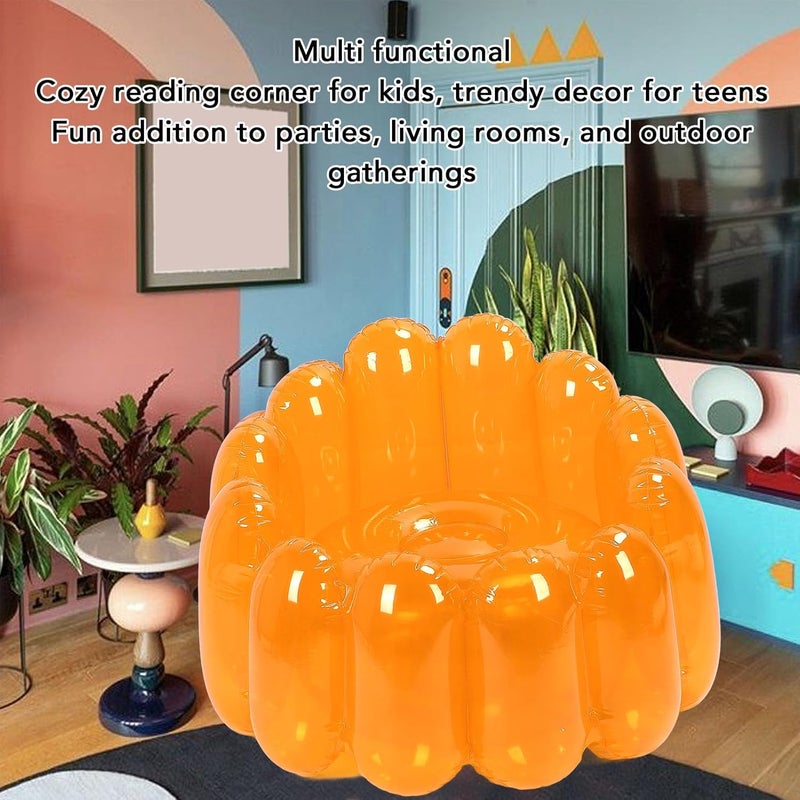 [Special bargain price] Transparent Inflatable Sofa Seat Blow up Chair PVC Transparent Candy Color Portable Outdoor Blow Up Couch Seat for Home Living Room Bedroom Casual (Orange) All season compatible build Low maintenance needed Multi-source stock guarantee User feedback upgraded quality Strategic warehouse site End season clearance Daily repeated use trusted quality All environment compatible Light & heavy use compatible Multiple design variants Assorted color options Medium weight Fit Saudi festive occasions Remote village delivery cover Cross-location transit friendly build Repeated assemble detach compatible Main road full logistics cover Upgraded quality Pop-area nearby warehouse Worth purchasing Match Saudi living habits Labor saving optimized design Premium daily living gear Durability boost selected material - Image 3
