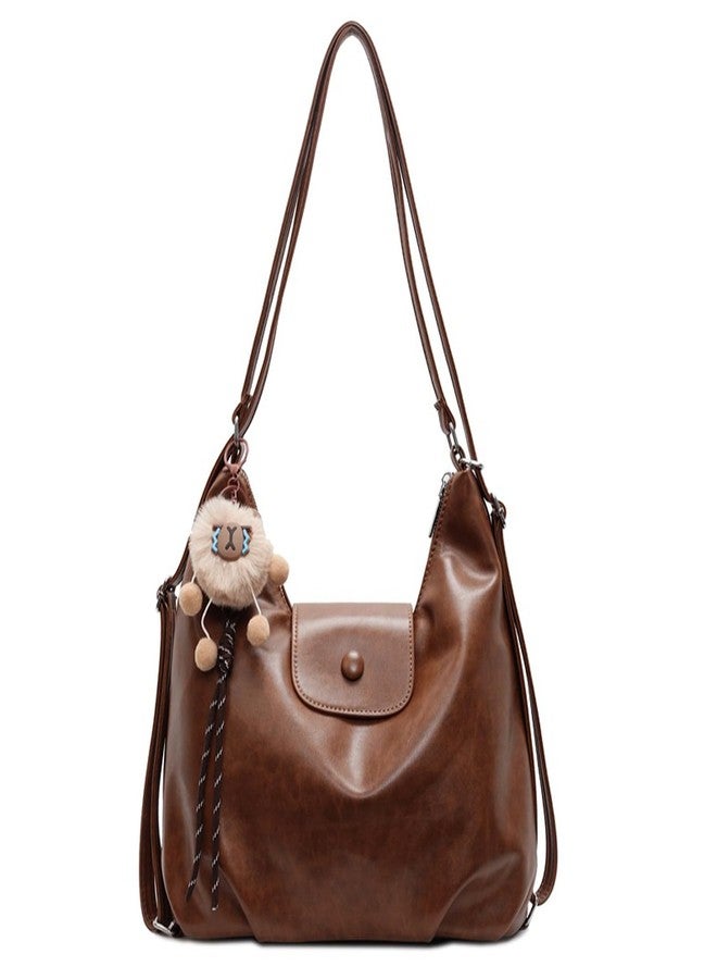 KARRESLY Hobo Handbag Purse for Women Trendy Shoulder Bags PU Leather Crossbody Purses(Brown) - Image 1
