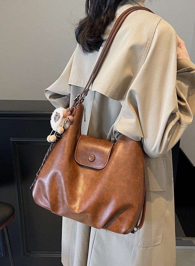 KARRESLY Hobo Handbag Purse for Women Trendy Shoulder Bags PU Leather Crossbody Purses(Brown) - Image 3