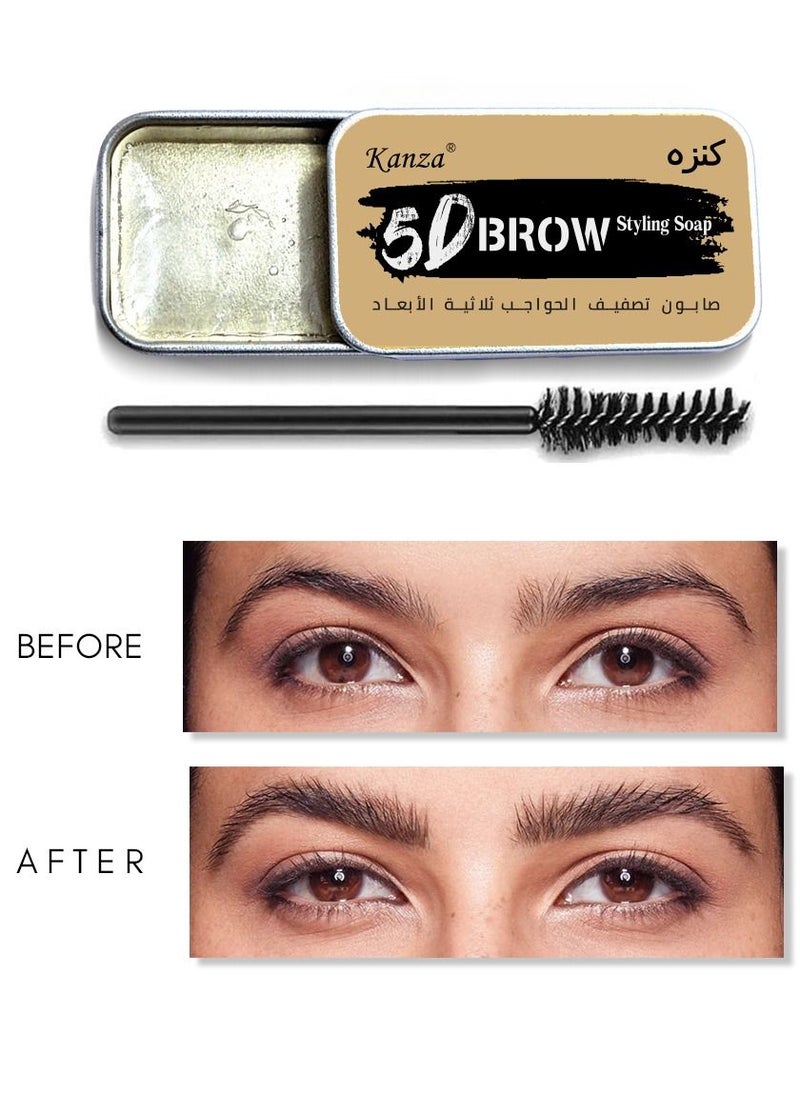 Kanza - Single Piece Eyebrow Soap Kit Brows Styling Soap Eyebrow Shaping Soap Ultra Styling Waterproof Eyebrow Shaping Gel Eyebrow Styling Pomade With Eyebrow Brushes For Natural Eyebrows (10g) - Image 1