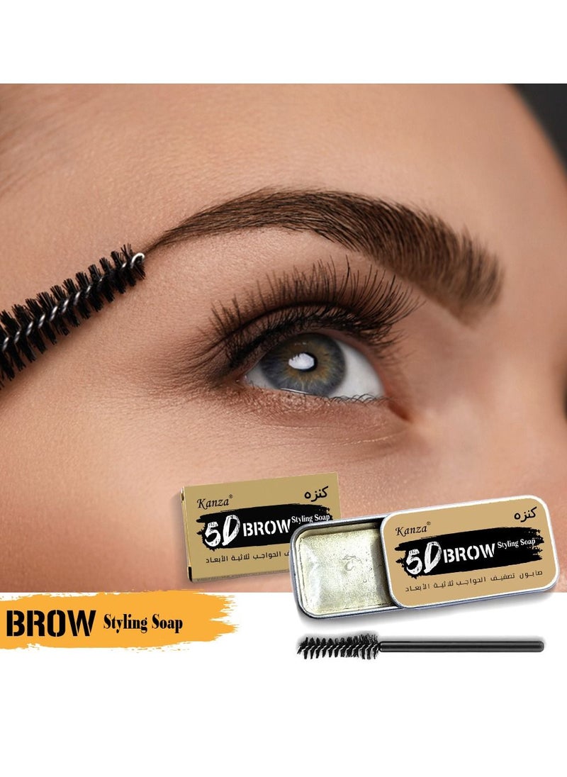 Kanza - Single Piece Eyebrow Soap Kit Brows Styling Soap Eyebrow Shaping Soap Ultra Styling Waterproof Eyebrow Shaping Gel Eyebrow Styling Pomade With Eyebrow Brushes For Natural Eyebrows (10g) - Image 1