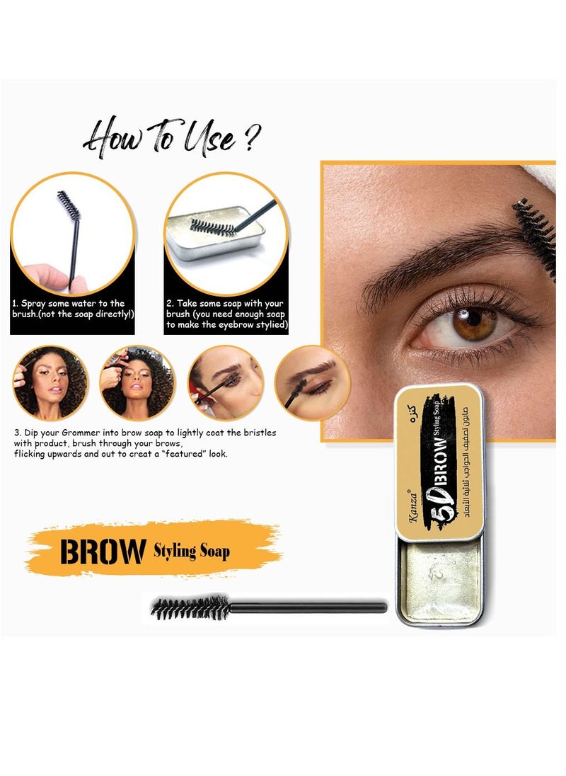 Kanza - Single Piece Eyebrow Soap Kit Brows Styling Soap Eyebrow Shaping Soap Ultra Styling Waterproof Eyebrow Shaping Gel Eyebrow Styling Pomade With Eyebrow Brushes For Natural Eyebrows (10g) - Image 1