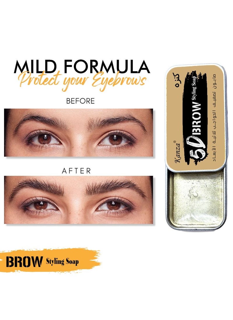 Kanza - Single Piece Eyebrow Soap Kit Brows Styling Soap Eyebrow Shaping Soap Ultra Styling Waterproof Eyebrow Shaping Gel Eyebrow Styling Pomade With Eyebrow Brushes For Natural Eyebrows (10g) - Image 1
