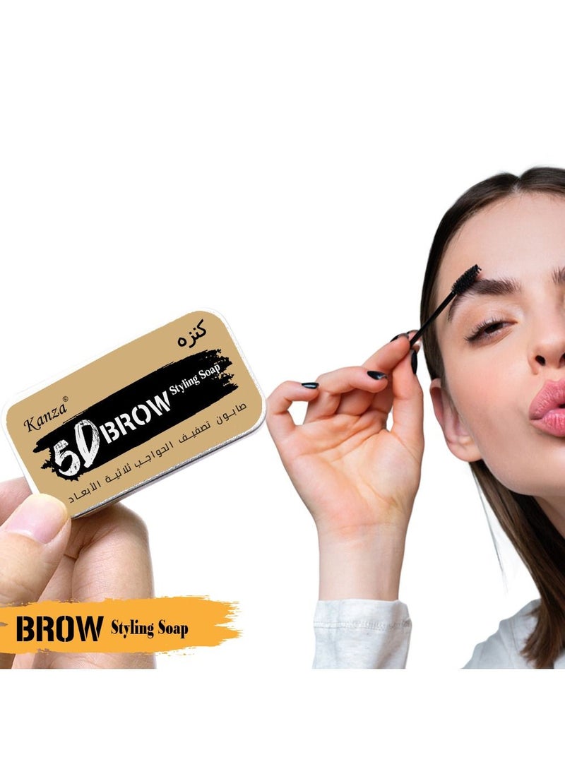 Kanza - Single Piece Eyebrow Soap Kit Brows Styling Soap Eyebrow Shaping Soap Ultra Styling Waterproof Eyebrow Shaping Gel Eyebrow Styling Pomade With Eyebrow Brushes For Natural Eyebrows (10g) - Image 1