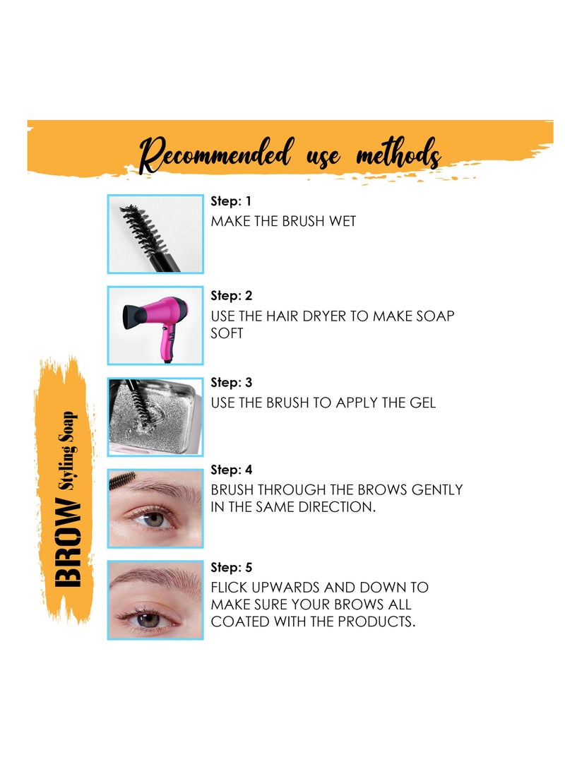 Kanza - Single Piece Eyebrow Soap Kit Brows Styling Soap Eyebrow Shaping Soap Ultra Styling Waterproof Eyebrow Shaping Gel Eyebrow Styling Pomade With Eyebrow Brushes For Natural Eyebrows (10g) - Image 1