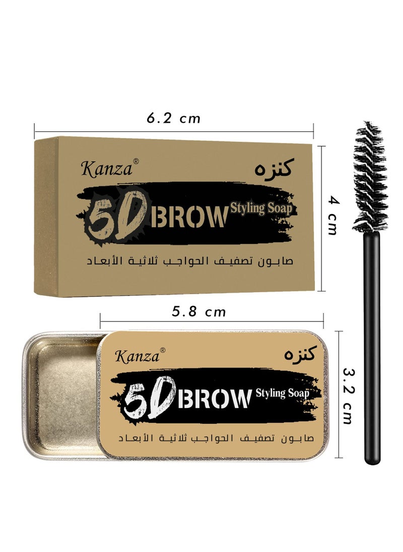 Kanza - Single Piece Eyebrow Soap Kit Brows Styling Soap Eyebrow Shaping Soap Ultra Styling Waterproof Eyebrow Shaping Gel Eyebrow Styling Pomade With Eyebrow Brushes For Natural Eyebrows (10g) - Image 1