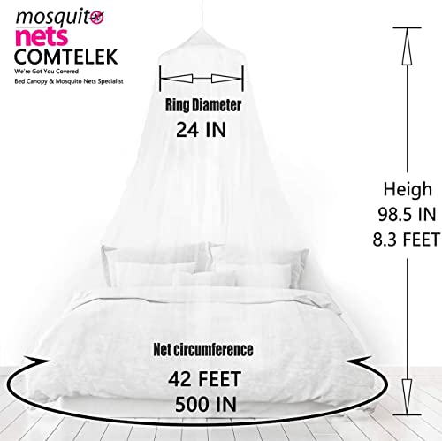 Comtelek Mosquito Net Bed Canopy for Girls,King Canopy Bed Curtains Full Queen Size from Ceiling,Dome Mosquito Netting Bed Tent Twin Girls Princess Canopy Bed White Decor for Baby Crib,Kid Bed and Adult Beds - Image 2