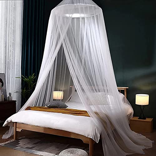 Comtelek Mosquito Net Bed Canopy for Girls,King Canopy Bed Curtains Full Queen Size from Ceiling,Dome Mosquito Netting Bed Tent Twin Girls Princess Canopy Bed White Decor for Baby Crib,Kid Bed and Adult Beds - Image 1