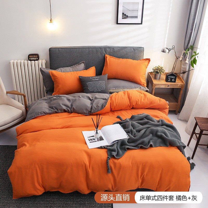 Solid Color Four-Piece Bed Sheet Set – Polyester Fiber Bedding for All Seasons - Image 1