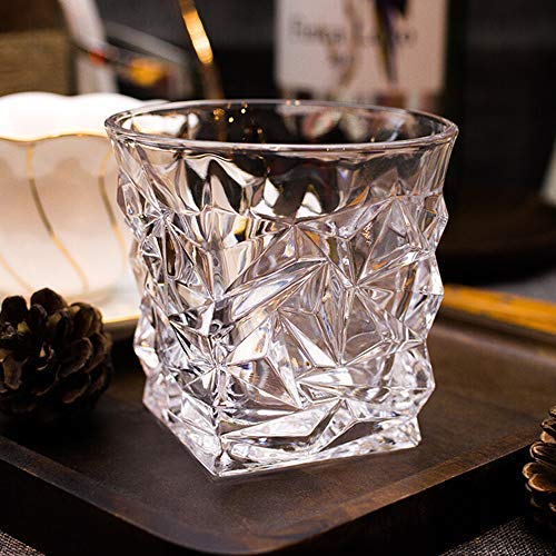 Varahry Diamond Crystal Cut Whiskey Glasses Set of 6 pcs 300 ml Bar Glass for Drinking Bourbon Whisky Scotch Cocktails Cognac Old Fashioned Cocktail Tumblers - Image 1
