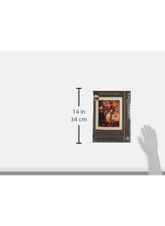 Dimensions Gold Collection Counted Cross Stitch Kit Parrot Tulips 14 Count Black Aida 12'' X 15'' - Image 4