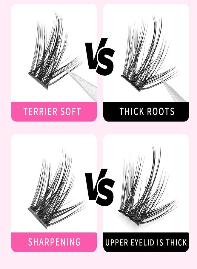 Bodermincer 10-12-14-16mm Mix/14-16-18mm Mix D Curl DIY Clusters Eyelash Extension Dovetail Segmented Lashes 120 Volume Natural Segmented Eyelashes Bundles at Home (10-12-14-16mm Mix) - Image 5