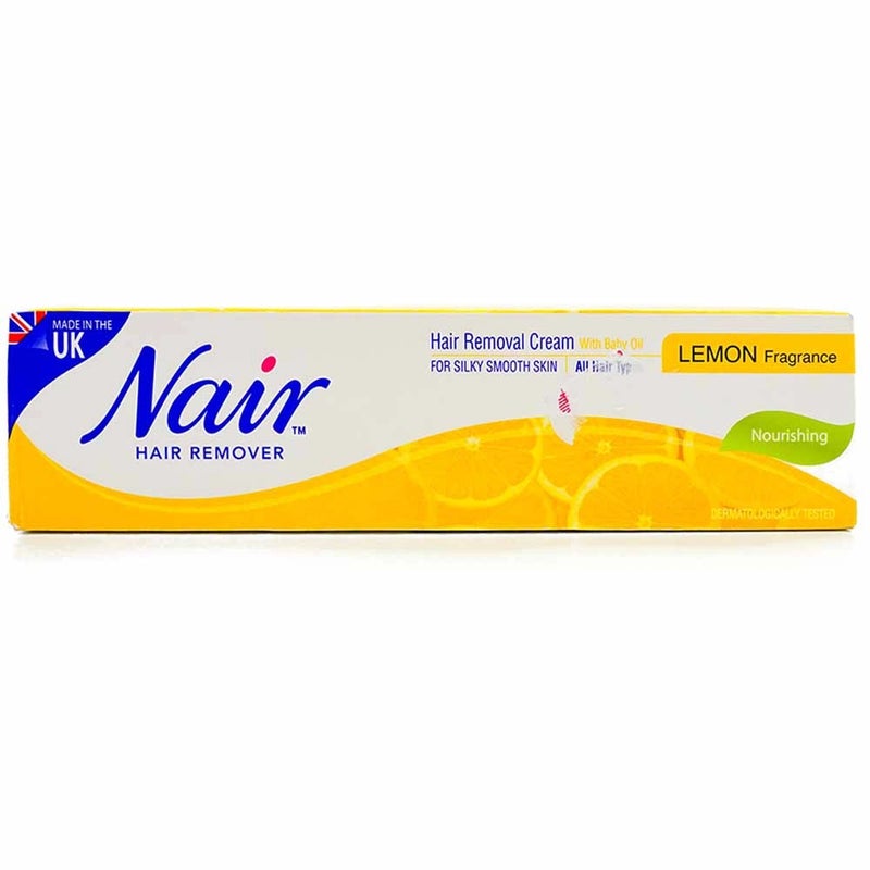Nair كريم نير لإزالة الشعر برائحة الليمون وزيت الأطفال المغذي، لبشرة ناعمة كالحرير - 110 جرام - Image 1