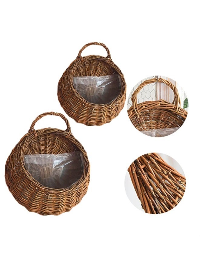 سلتين من الخوص لتعليق الأزهار لسلال النباتات الخارجية سلة زراعة للنباتات الداخلية سلال زراعة للنباتات الداخلية حائط من الخوص مزهرية يدوية الصنع أرجوحة بيضية