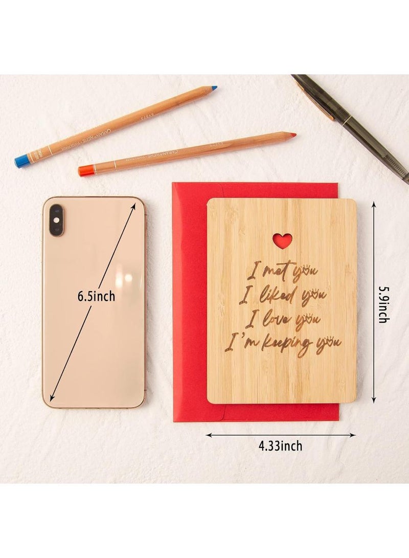 Romantic Valentines Day Cards for Him Her, Handmade Bamboo Anniversary Card to Husband Wife, I Love You Gifts for Boyfriend Girlfriend, Anniversary Valentines Day Gifts for Him - Image 2
