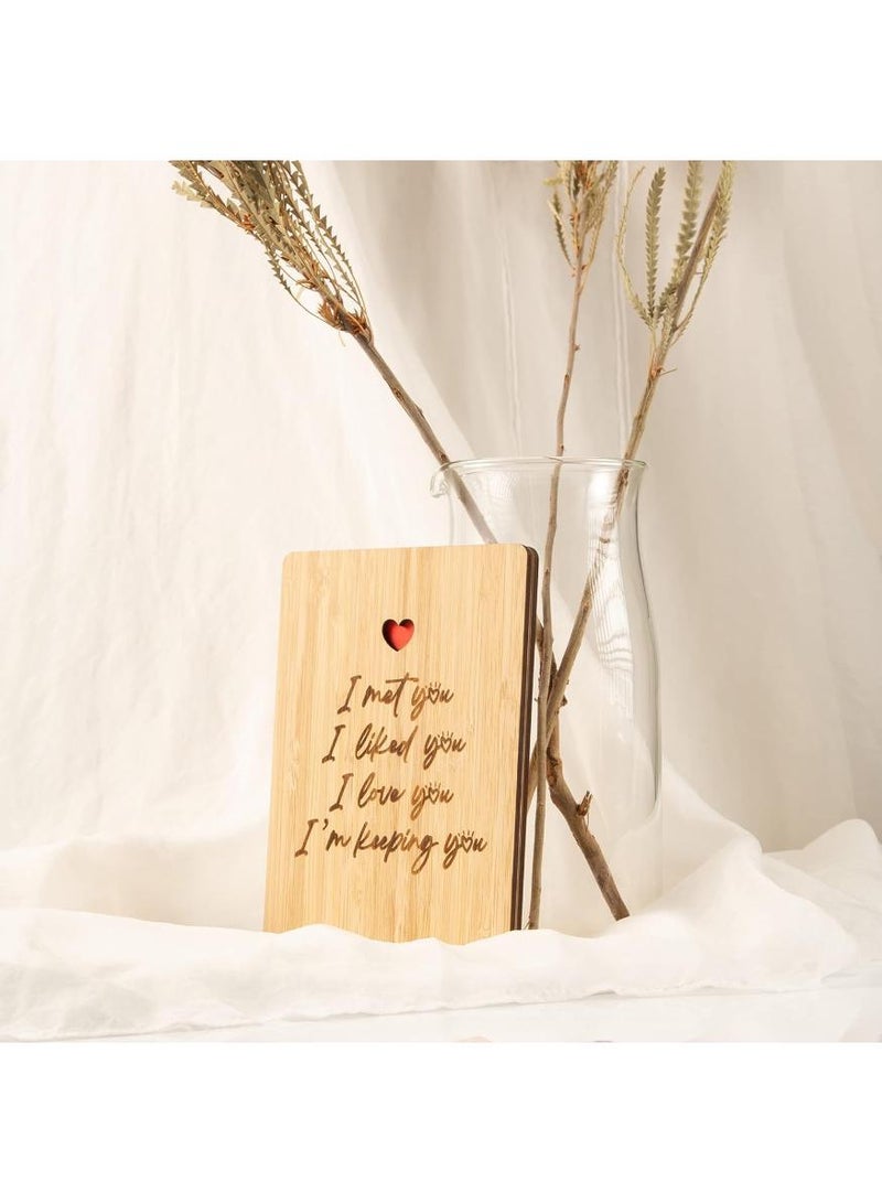Romantic Valentines Day Cards for Him Her, Handmade Bamboo Anniversary Card to Husband Wife, I Love You Gifts for Boyfriend Girlfriend, Anniversary Valentines Day Gifts for Him - Image 5