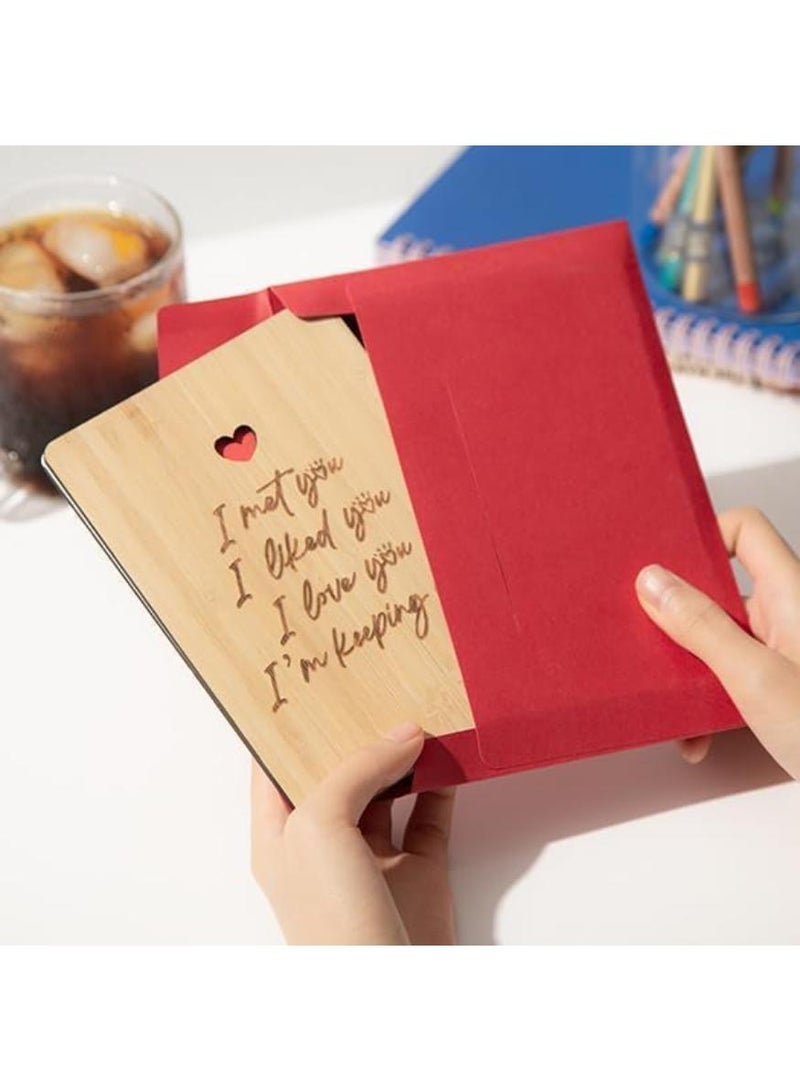 Romantic Valentines Day Cards for Him Her, Handmade Bamboo Anniversary Card to Husband Wife, I Love You Gifts for Boyfriend Girlfriend, Anniversary Valentines Day Gifts for Him - Image 1