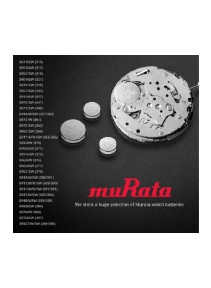 muRATA 2 Pieces MuRATA watch Batteries 377/SR626SW Japan Made Silver Oxide 1.55V - Image 2