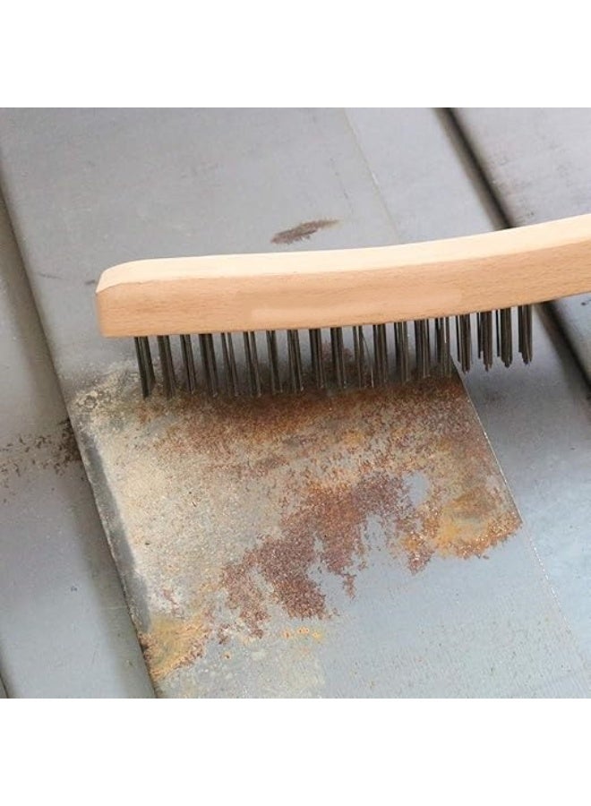 Wire Brush,Stainless Steel Wire Scratch Brush for Cleaning Rust with 14" Long Curved Beechwood Handle,Large - Image 4