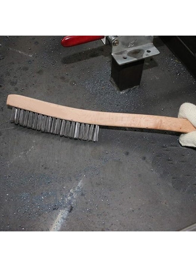 Wire Brush,Stainless Steel Wire Scratch Brush for Cleaning Rust with 14" Long Curved Beechwood Handle,Large - Image 5