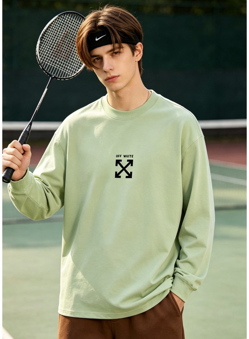 أوف-وايت OFF-WHITE couple spring and autumn heavy cotton loose long sleeve T-shirt for men and women - Image 5