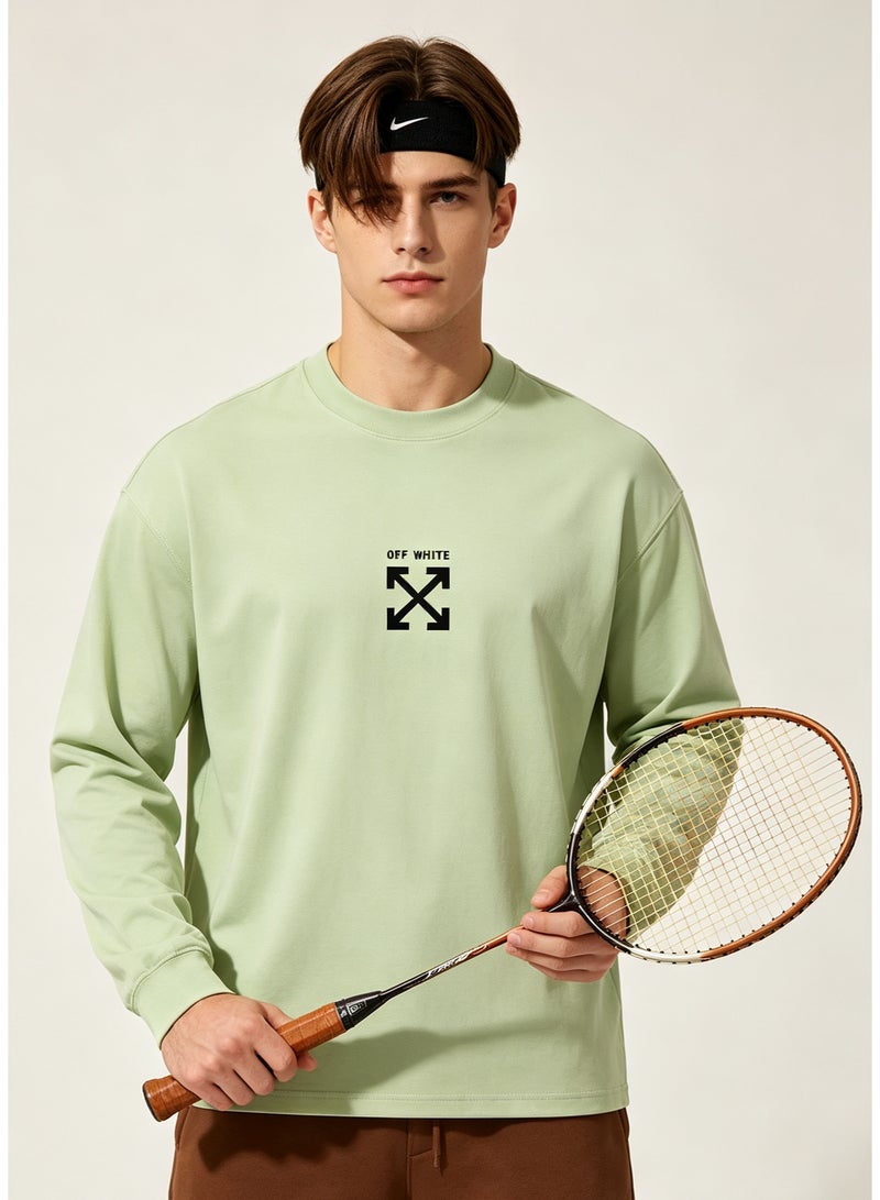 أوف-وايت OFF-WHITE couple spring and autumn heavy cotton loose long sleeve T-shirt for men and women - Image 1