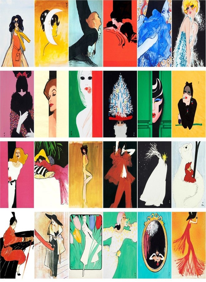 PIXILUV Vintage PostCards 24 pcs Fashion Girls Vintage Magazine Illustration Seventies - Image 2