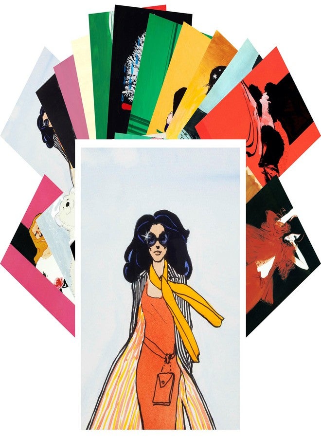 PIXILUV Vintage PostCards 24 pcs Fashion Girls Vintage Magazine Illustration Seventies - Image 1