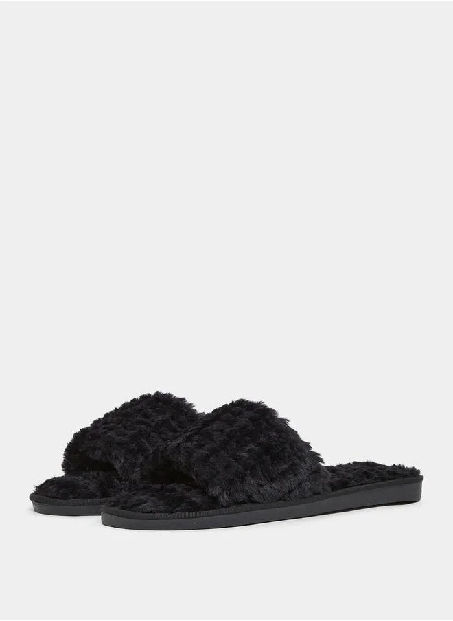 Styli Ribbed Strap Bedroom Slippers
