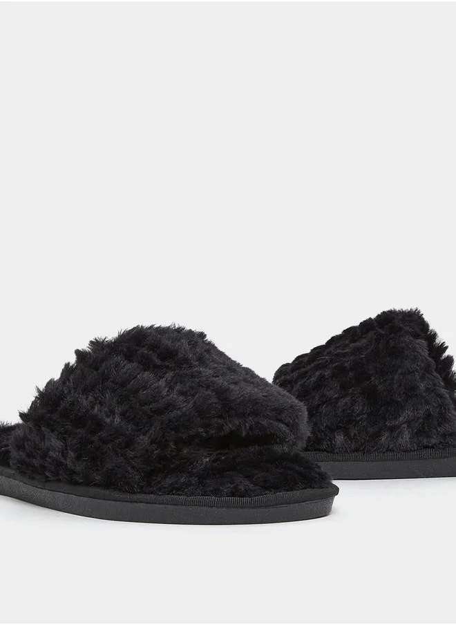 Styli Ribbed Strap Bedroom Slippers