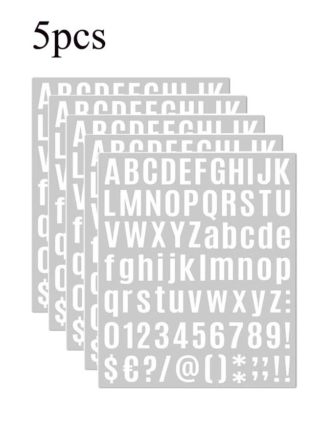 YJ 5 Sheets Letter Number Stickers, 1 Inch Vinyl Alphabet Stickers, Self-Adhesive Punctuation Letter Number Sticker for Mailbox, Scrapbooking, Decoration, Craft, Arts, DIY, Decor- White - Image 1