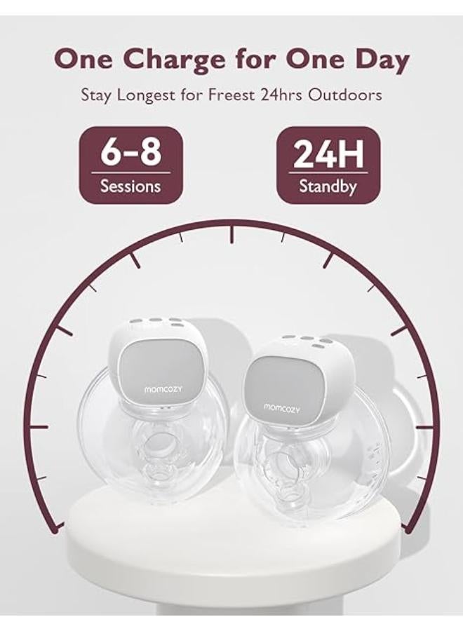 مام كوزي مضخة الثدي الكهربائية المحسّنة Momcozy S9 Pro، مضخة الثدي اللاسلكية مع شاشة LED، مضخة الثدي الكهربائية المحمولة مع وضعين و 9 مستويات - 24 مم، لون رمادي. - Image 3