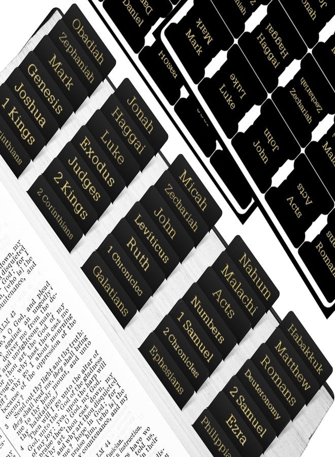 Reaeon Bible Tabs, 75 Tabs, Laminated Bible Index Tabs for Women and Men, Bible Book Tabs for Easy Navigation, Large Print Easy to Read(Gold Foil Black) - Image 1