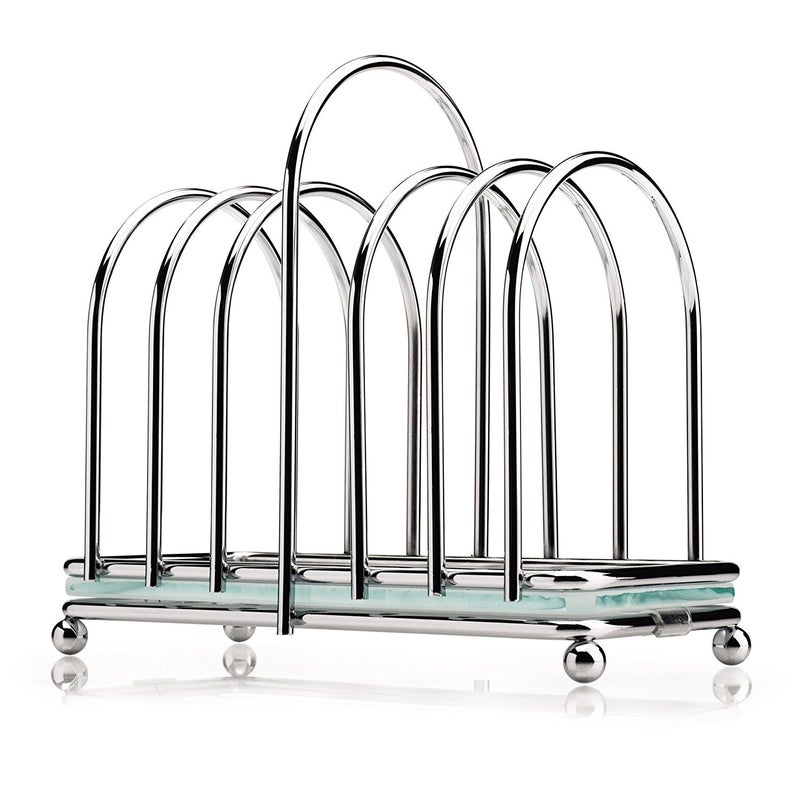 CKS CKS Kilo Chrome Victorian 6 Slice Slot Breakfast Toast Rack with Frosted Glass Base and Handle BA87