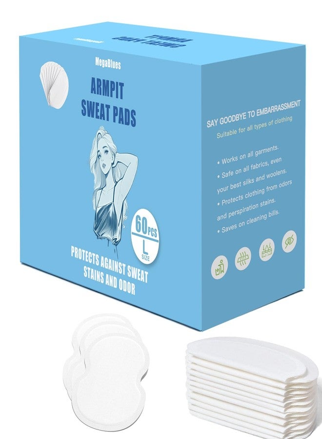 MegaBlues Armpit Sweat Pads, Large Disposable Underarm Sweat Pad, Antiperspirant Absorbent Odour Blocker Pads Armpit Dress Shields, Anti Sweat Arm Pits Pads for Women and Men(60 - Image 1