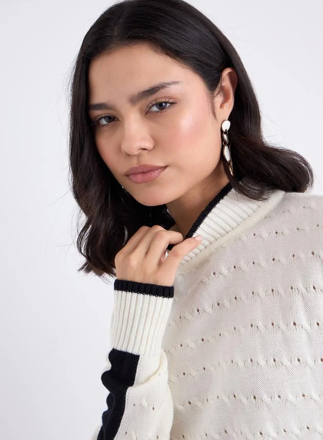Styli Styli Off White Knit Sweater and Trousers Co-Ods