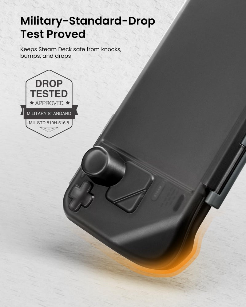 tomtoc Armor Case for Steam Deck/OLED, Steam Deck Hard Shell, Slim Portable Travel Carry Case, Shock-proof, Charging Convenience, with Military Grade Protection, Protective Cover - Image 3