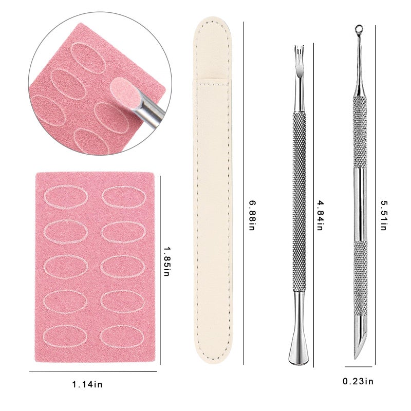 SILPECWEE Pre-treatment Nail Cuticle Pusher, Dual Ended Nail Pusher with Storage Bags, 100pcs Self Adhesive Sandpaper - 100/180 Grit for Nail Art Pre-polishing Nails Supplies for Fingernail and Foot - Image 2