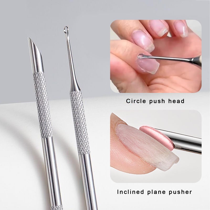 SILPECWEE Pre-treatment Nail Cuticle Pusher, Dual Ended Nail Pusher with Storage Bags, 100pcs Self Adhesive Sandpaper - 100/180 Grit for Nail Art Pre-polishing Nails Supplies for Fingernail and Foot - Image 3