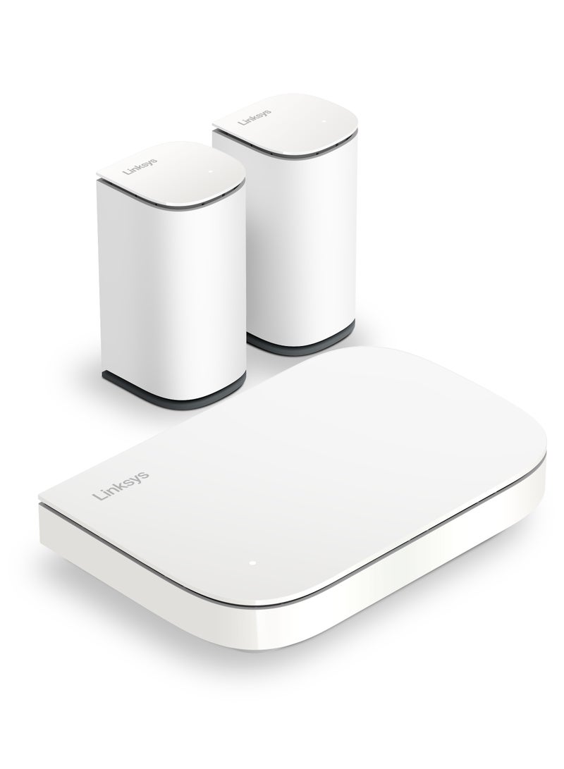 لينكسيس مجموعة Velop Micro Mesh WiFi 6 Router + Node Dual Band AX3000 | نظام Cognitive Mesh بسرعة 2.5 جيجابت في الثانية، إعداد بسيط، تغطية تصل إلى 5000 قدم مربع وما يصل إلى 150 جهازًا، عبوة من 3 قطع | 1 جهاز توجيه، 2 Node - Image 1