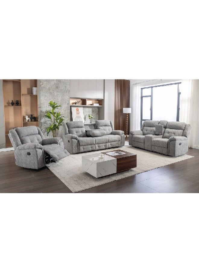 Micasa 3-Piece Elegant And Modern Design 6-Seater Sofa Set Grey 137.82 X 137.82 X 137.82 Cm Sx-81280Gry - Image 3