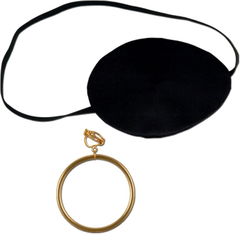 Beistle Pirate Eye Patch wPlastic Gold Earring Party Accessory 1 count 1Pkg