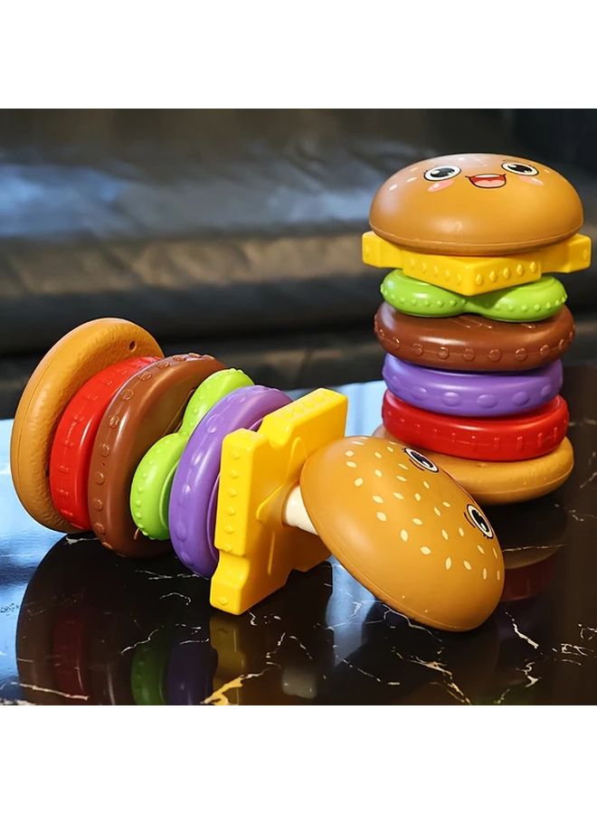 Burger Tower Stacking Toy Educational Rotating Puzzle For Toddlers Hand Eye Coordination - Image 5