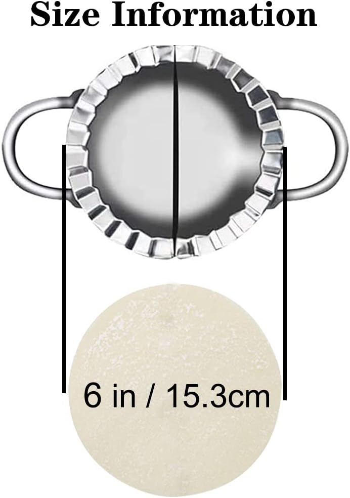AUAM Stainless Steel Empanada Ravioli Maker Press, Dumpling Pierogi Mold - Wonton Mould, Easy-tool for Dumpling Wrapper Dough Stamp Cutter Pastry Pie Making (Extra Large 6 inch) - Image 3