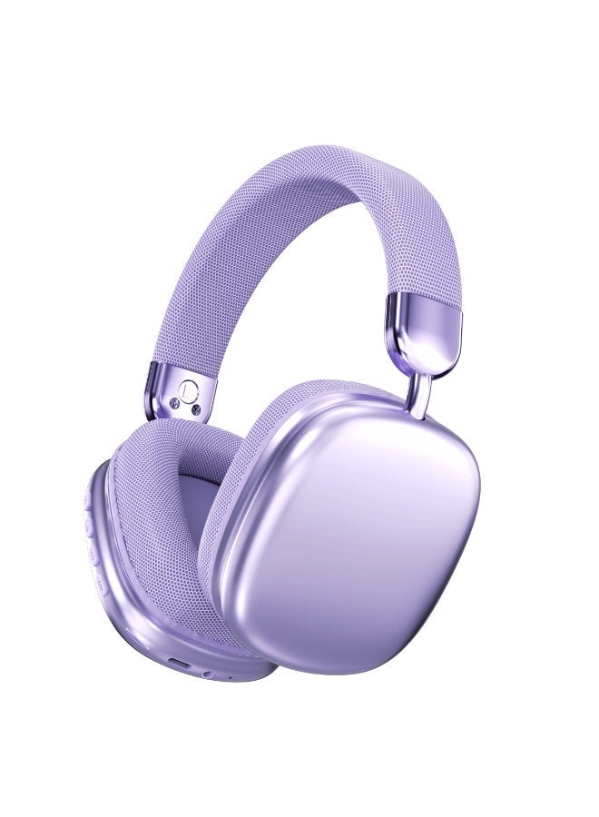 caijin Wireless Bluetooth earphones, foldable design, long battery life, deep bass, luxurious electroplating design, simple and stylish, good noise isolation, comes with an earphone case,purple - Image 1