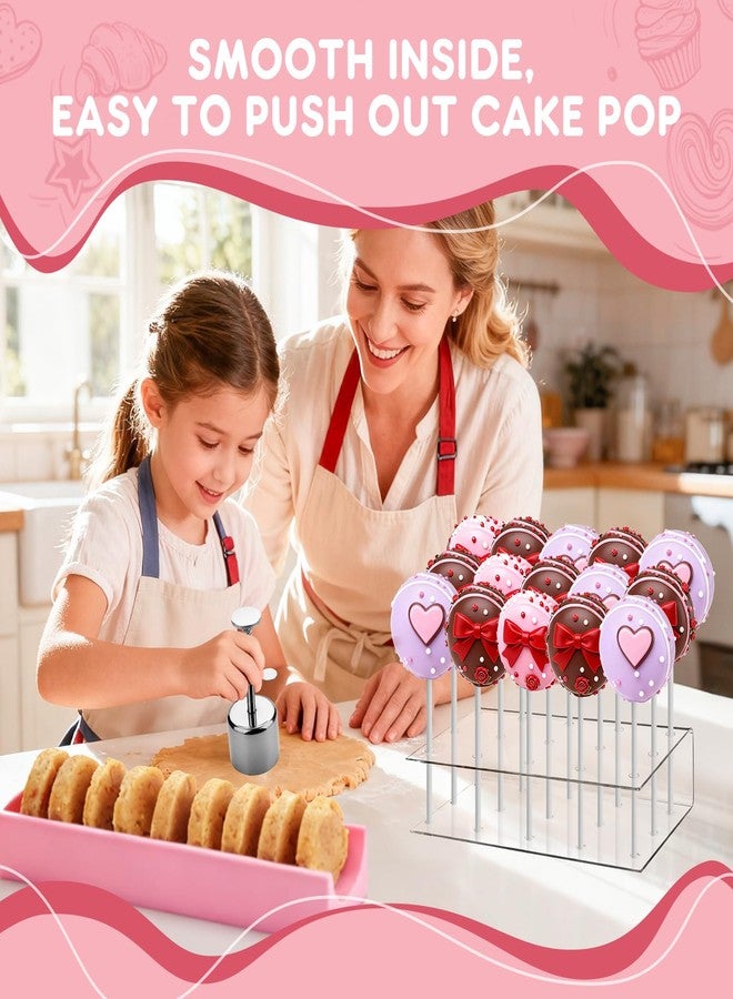 مجموعة قوالب كيك بوب مع حامل كيك بوب أكريليك، قطاعة كيك بوب دائرية من الفولاذ المقاوم للصدأ، صينية سيليكون 9 بوصة، 100 عود، 100 غلاف شفاف، 100 ربطة ذهبية ملتوية لحفلات الخبز المنزلي - Image 2