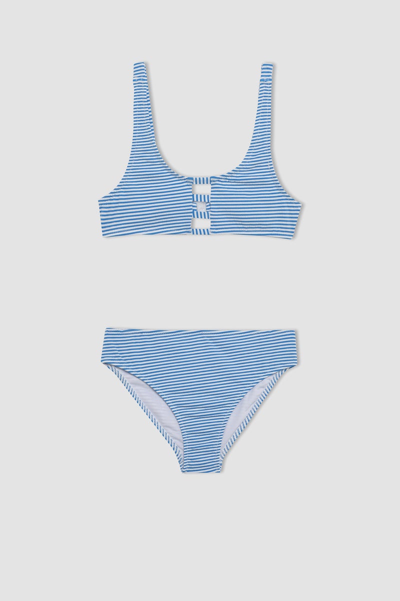 DeFacto Blue Girl Girl Striped 2 Piece Bikini Set Casual - Image 1