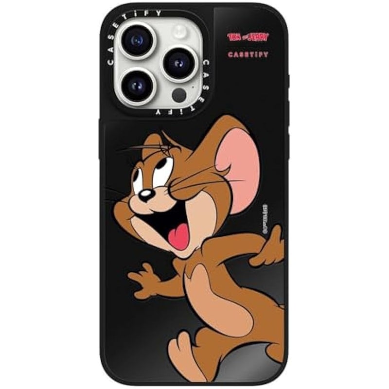 Casetify Mirror Case for iPhone 15 Pro Max 【Tom and Jerry Colab/Reflective / 4.9ft Drop Protection/Compatible with Magsafe】 - Jerry Character - Black on Black - Image 2
